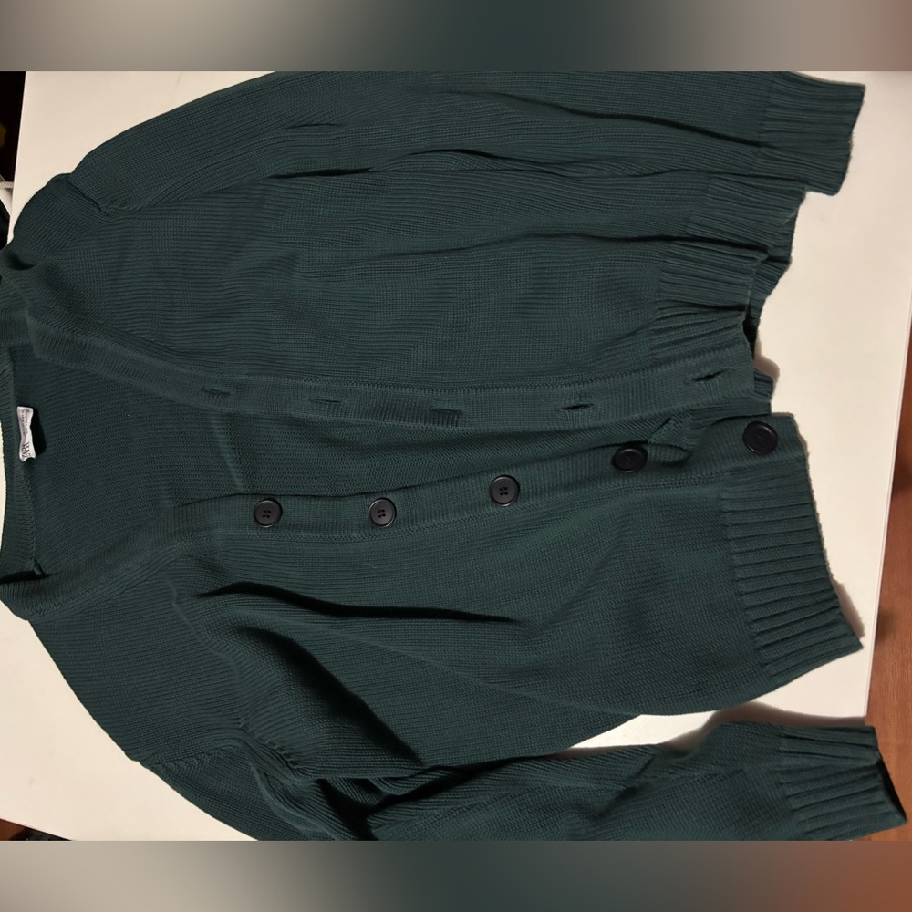 Zara heavyweight dark green cardigan